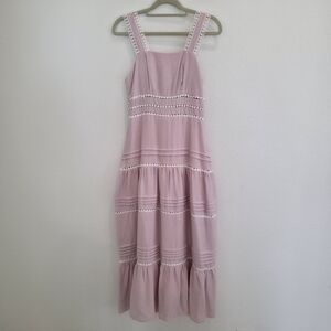 Soft Pink Sleeveless Midi With White Detail.